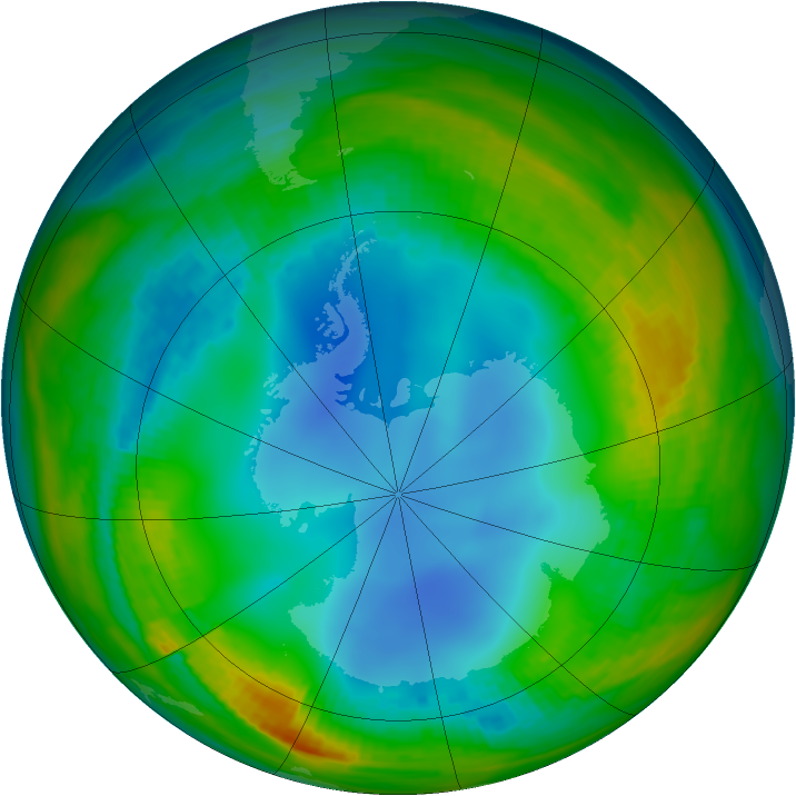 Antarctic ozone map for 24 July 1986